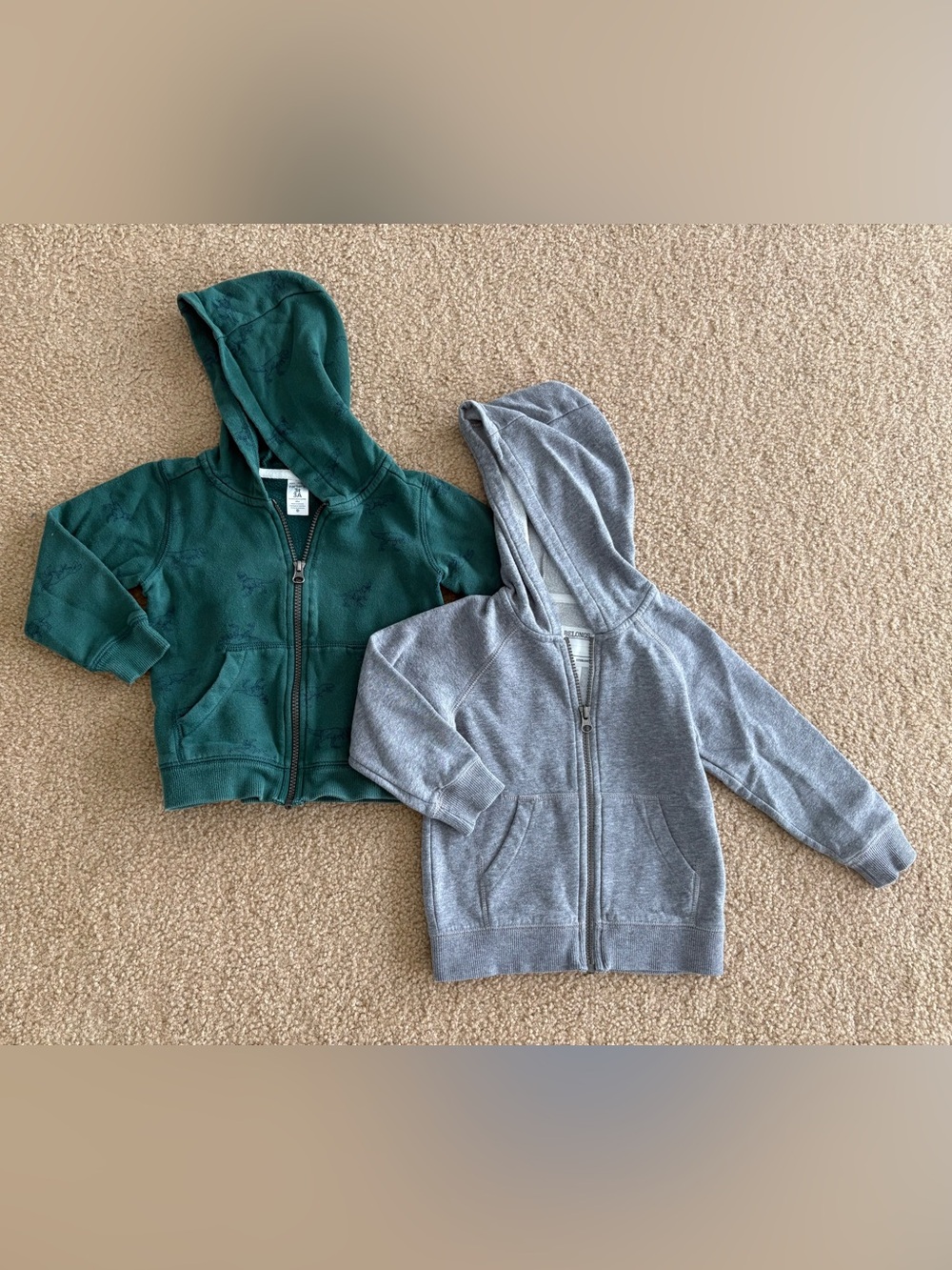 Carter's Green and Gray Kids Zip Hoodies